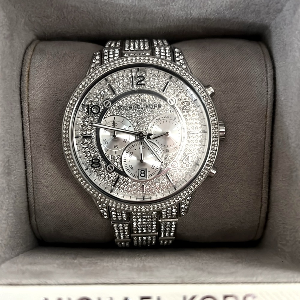 Michael Kors, silver sparkly runway Watch. Like new!  Original Box.